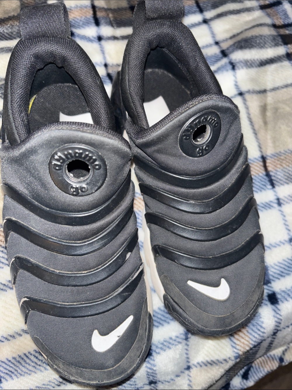Nike Kids Black Slip-On Sneakers with White Swoosh